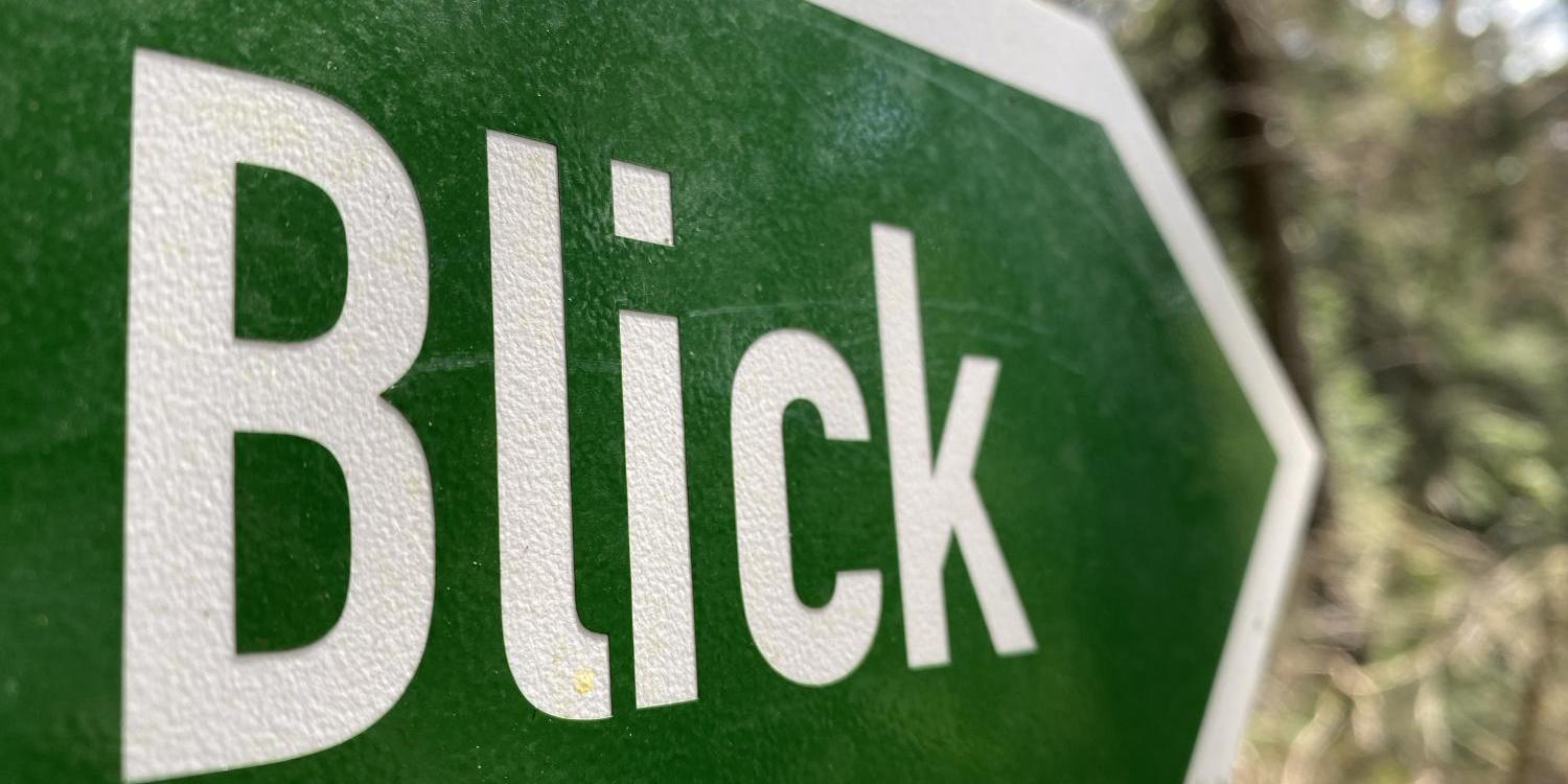 Wegweiser mit Aufschrift 'Blick' -- grünes Schild mit weißem Rand und weißer Schrift -- Form eines nach rechts gerichteten Pfeils (c) Bild: Sylvio Krüger In: Pfarrbriefservice.de Wegweiser mit Aufschrift 'Blick' -- grünes Schild mit weißem Rand und weißer Schrift -- Form eines nach rechts gerichteten Pfeils