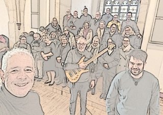 Selfie des Chorus auf Empore von St. Josef Elm