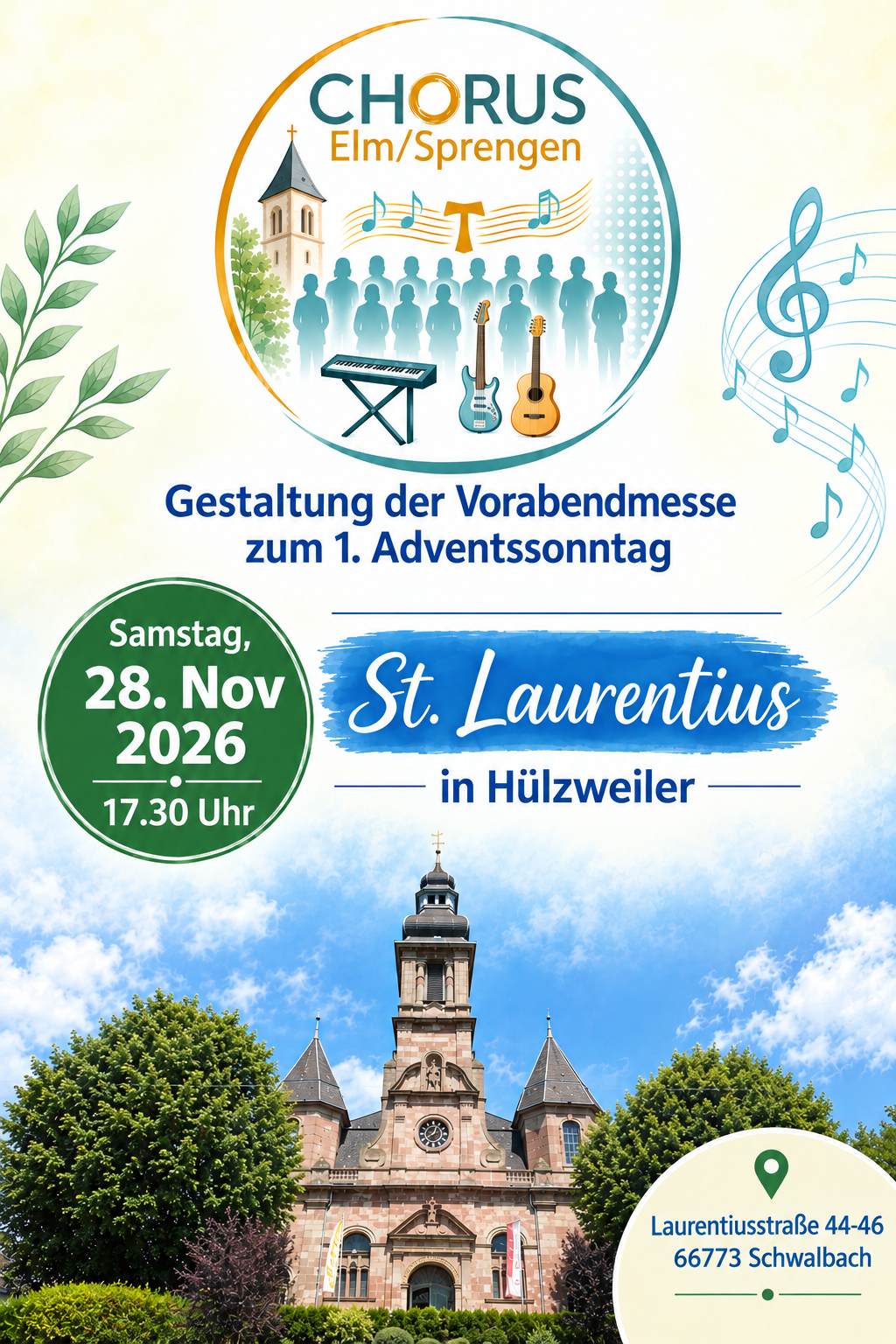 Plakat zu CHORUS Event in St. Laurentius zum 1. Advent
