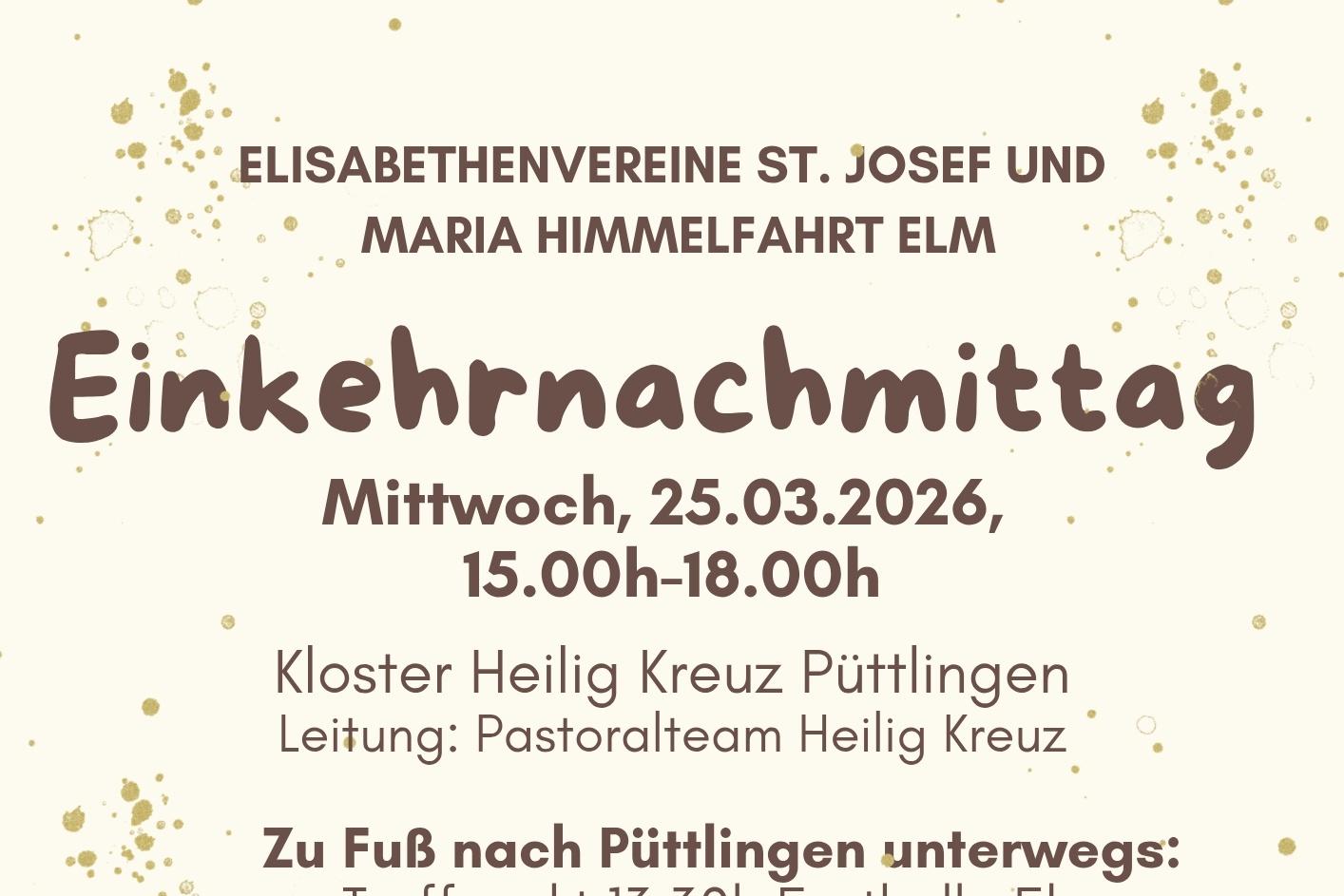 Flyer zum Einkehrnachmittag der EV St. Josef und Maria Himmelfahrt