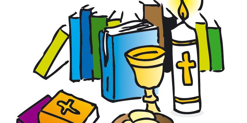 Zeichnung mit Motiven zur Erstkommunion