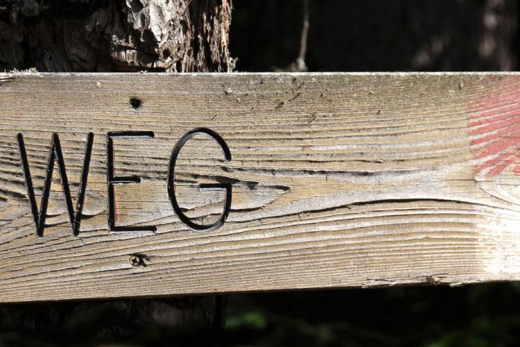 Wegweiser symbolisch für den (neuen) Weg mit Jesus in der Firmung