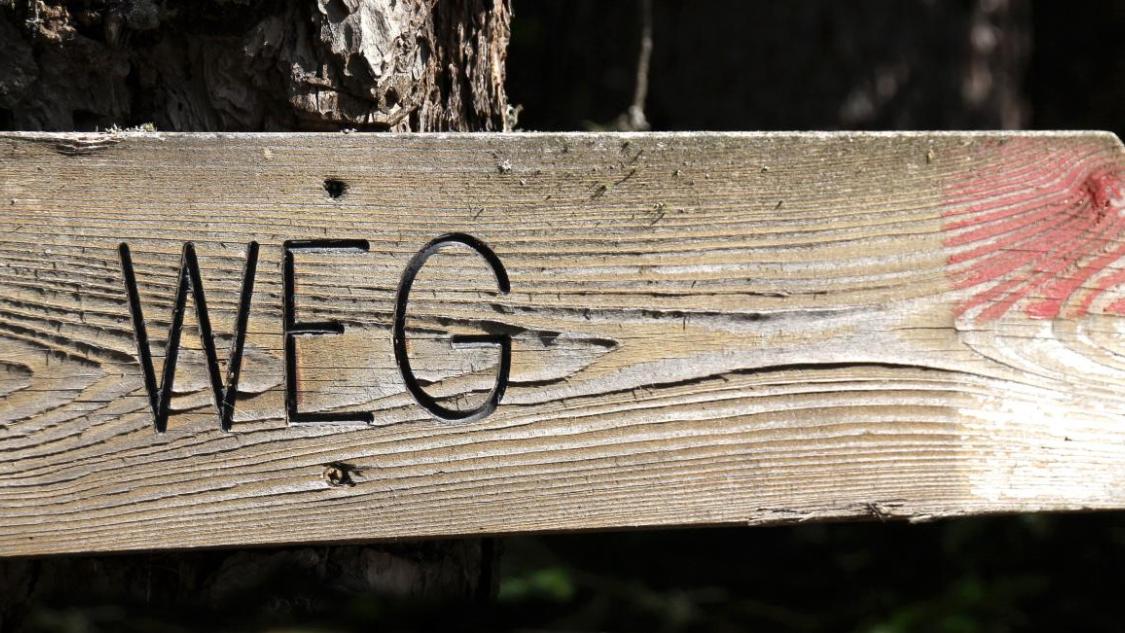 Wegweiser symbolisch für den (neuen) Weg mit Jesus in der Firmung
