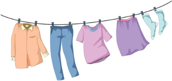 Wäscheleine mit Kleidern