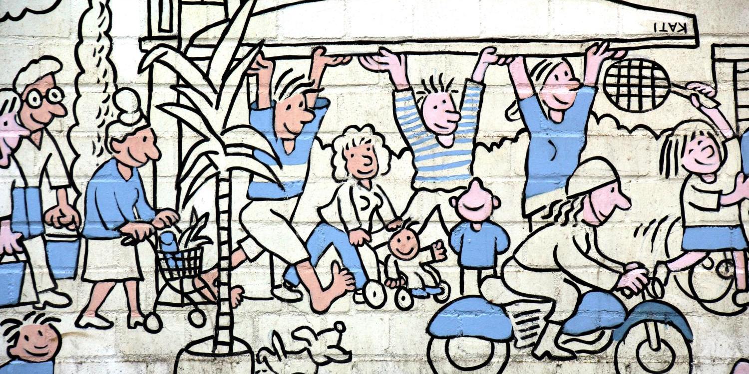 Kinder, Ferien, Sommer als Graffity-Zeichnung