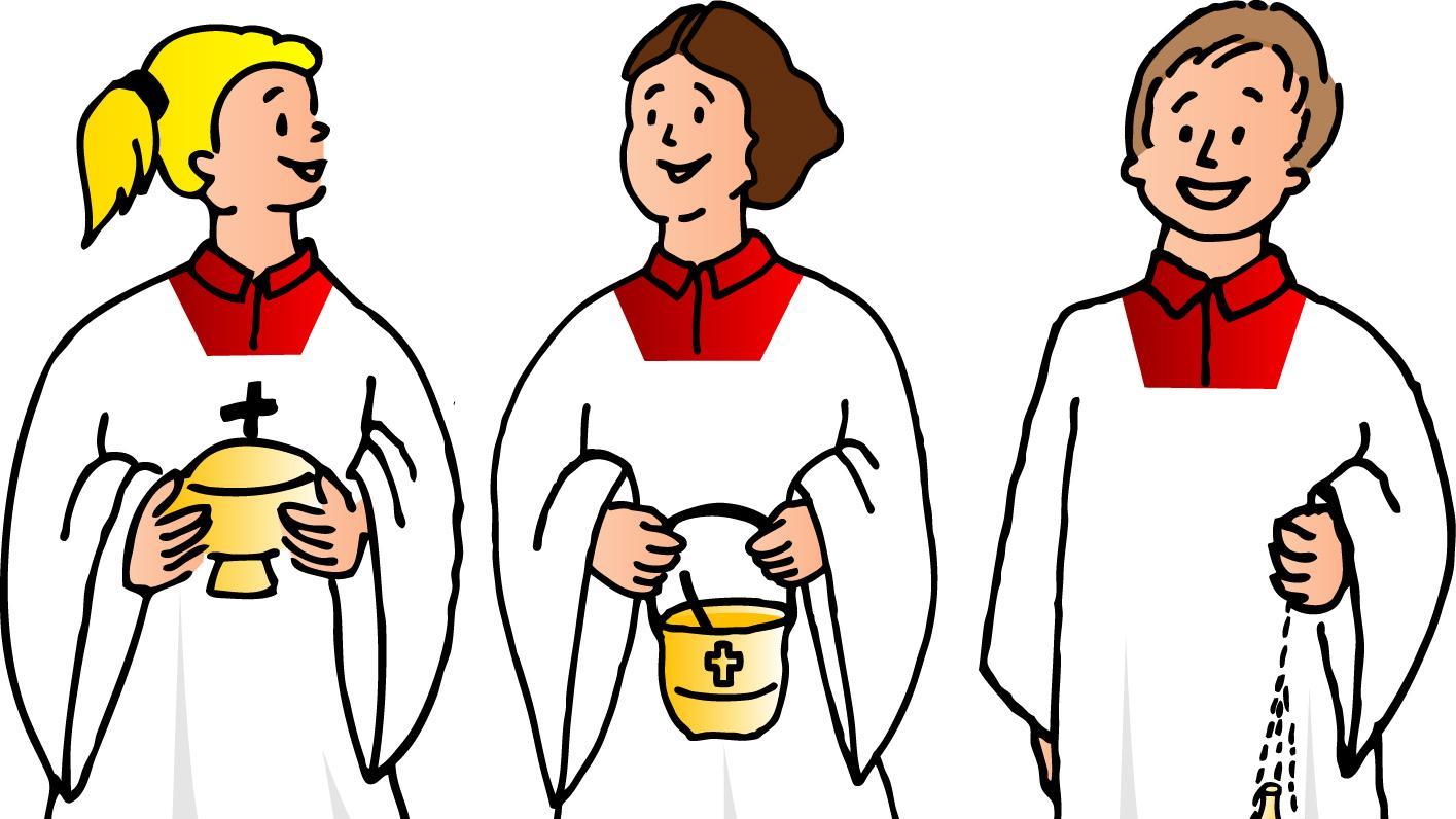 Drei Messdiener als Cartoon