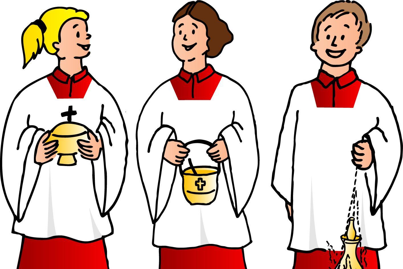 Drei Messdiener als Cartoon