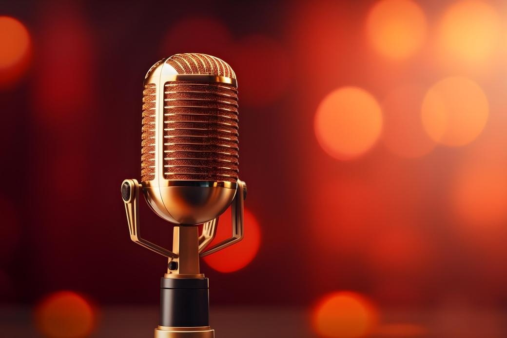 Mikrofon vor unscharfem Hintergrund