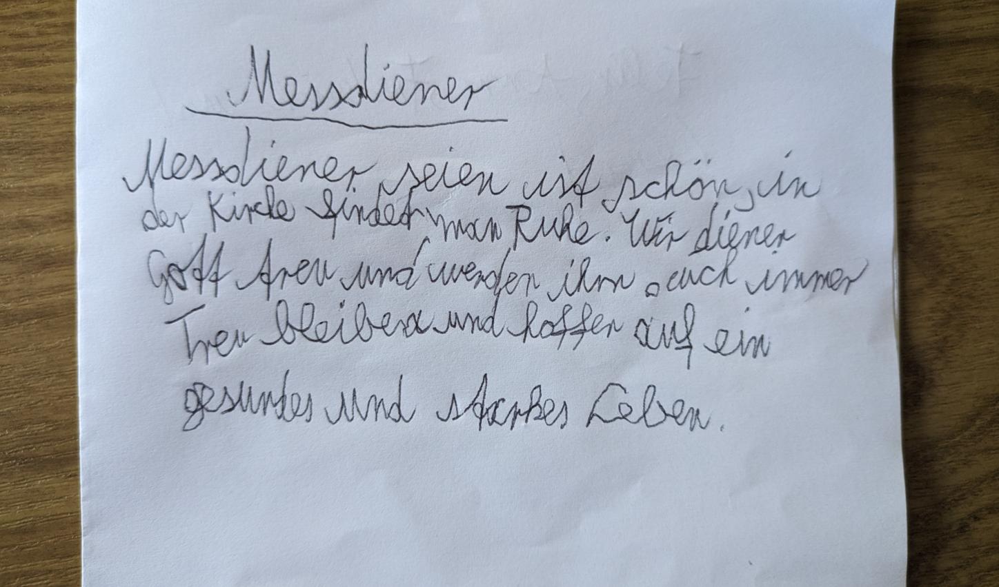 Gedicht über Messdiener sein