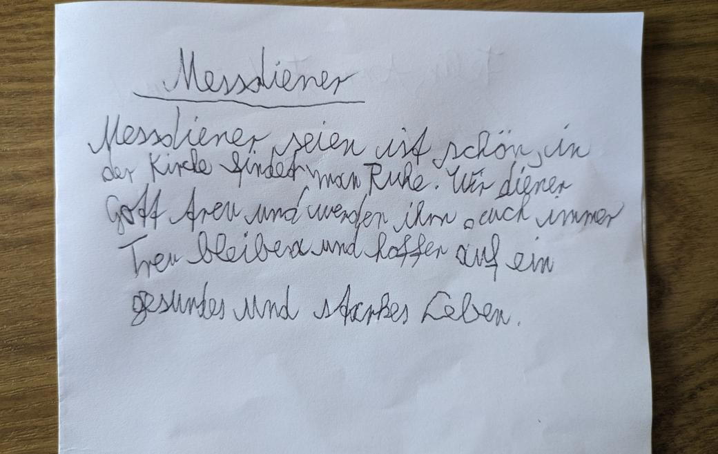 Gedicht über Messdiener sein