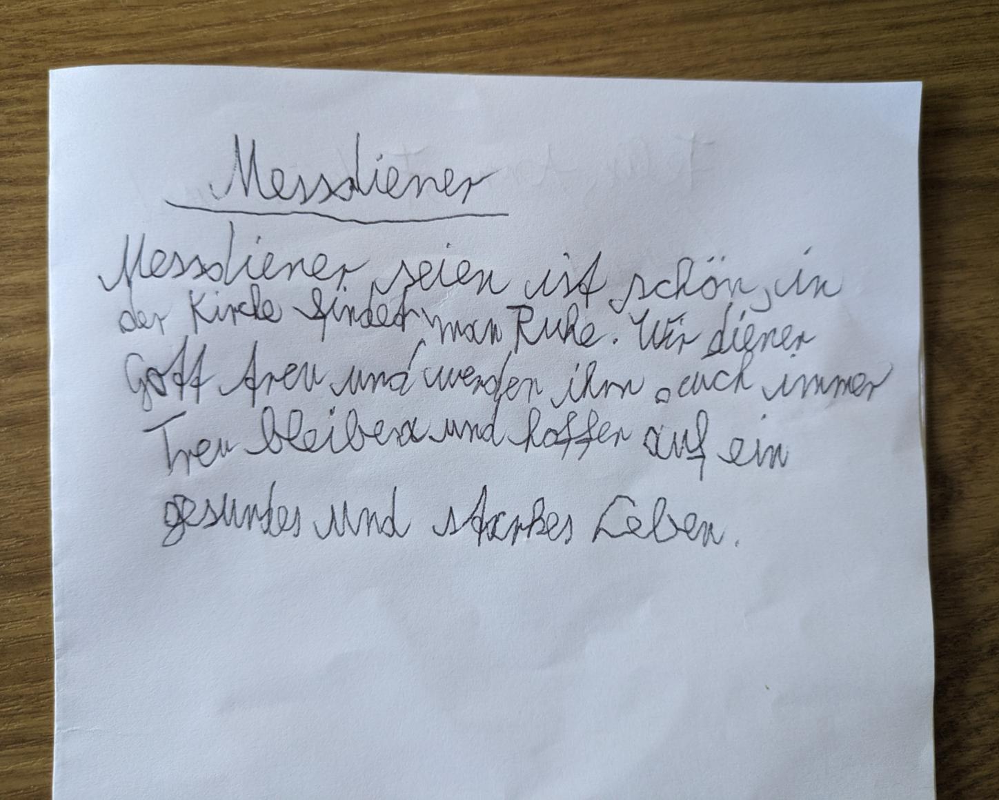 Gedicht über Messdiener sein