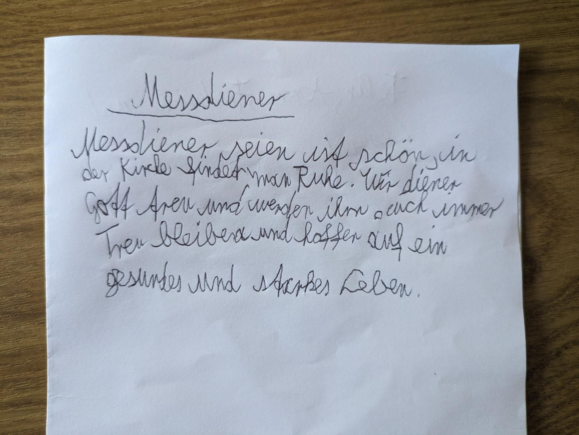 Gedicht über Messdiener sein