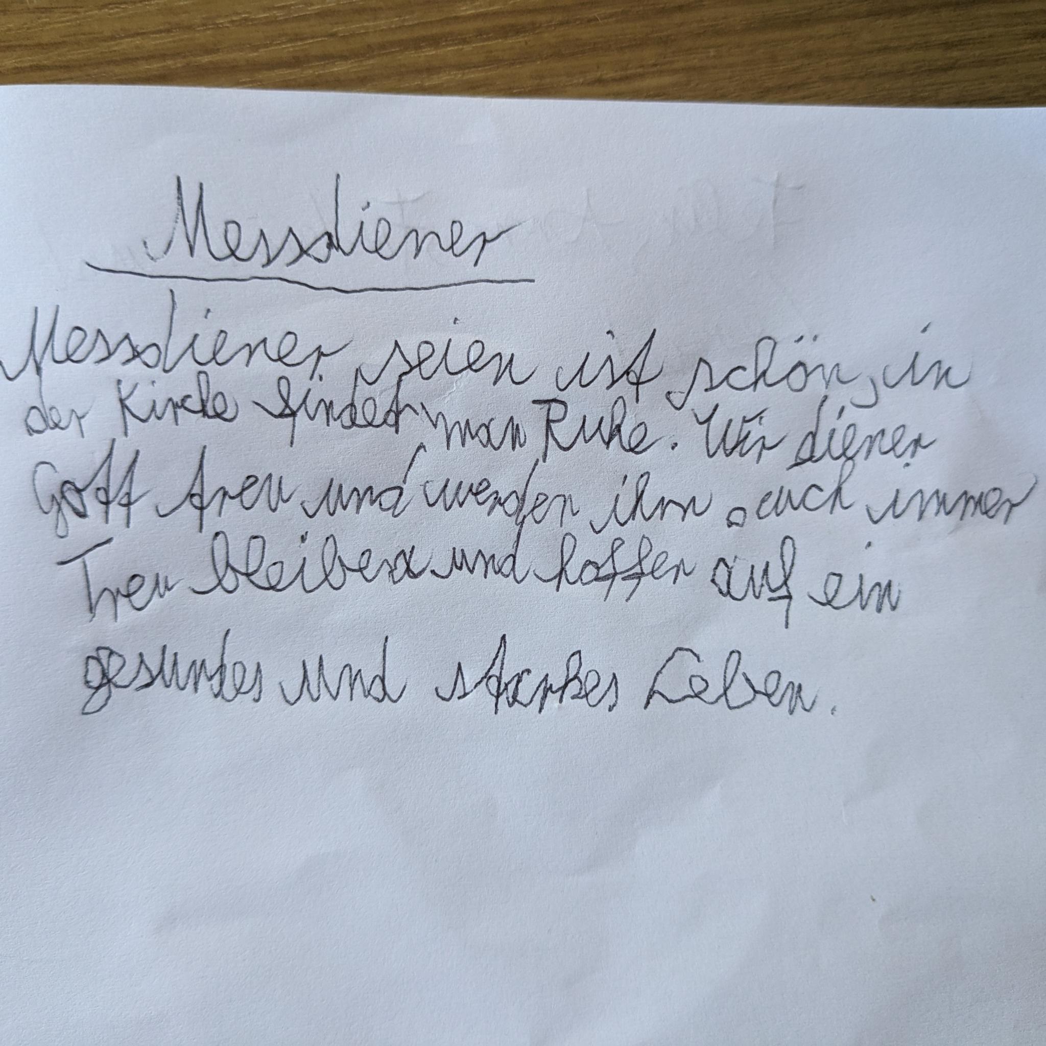 Gedicht über Messdiener sein