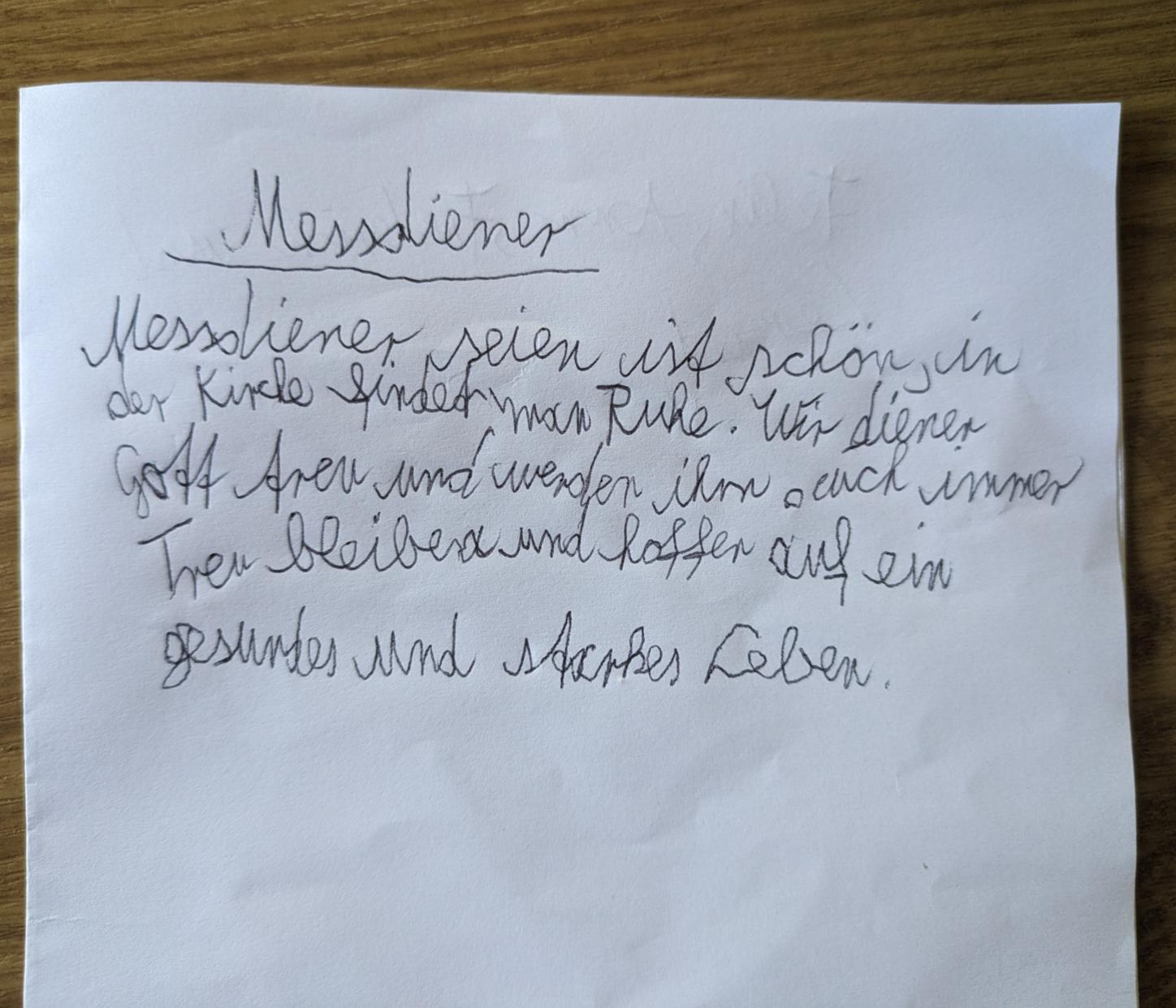 Gedicht über Messdiener sein