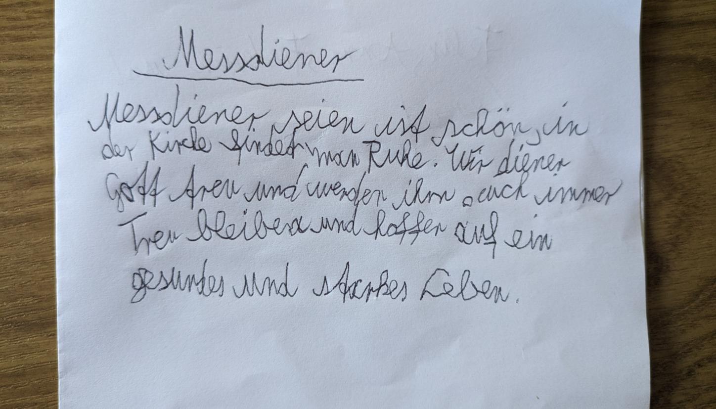 Gedicht über Messdiener sein