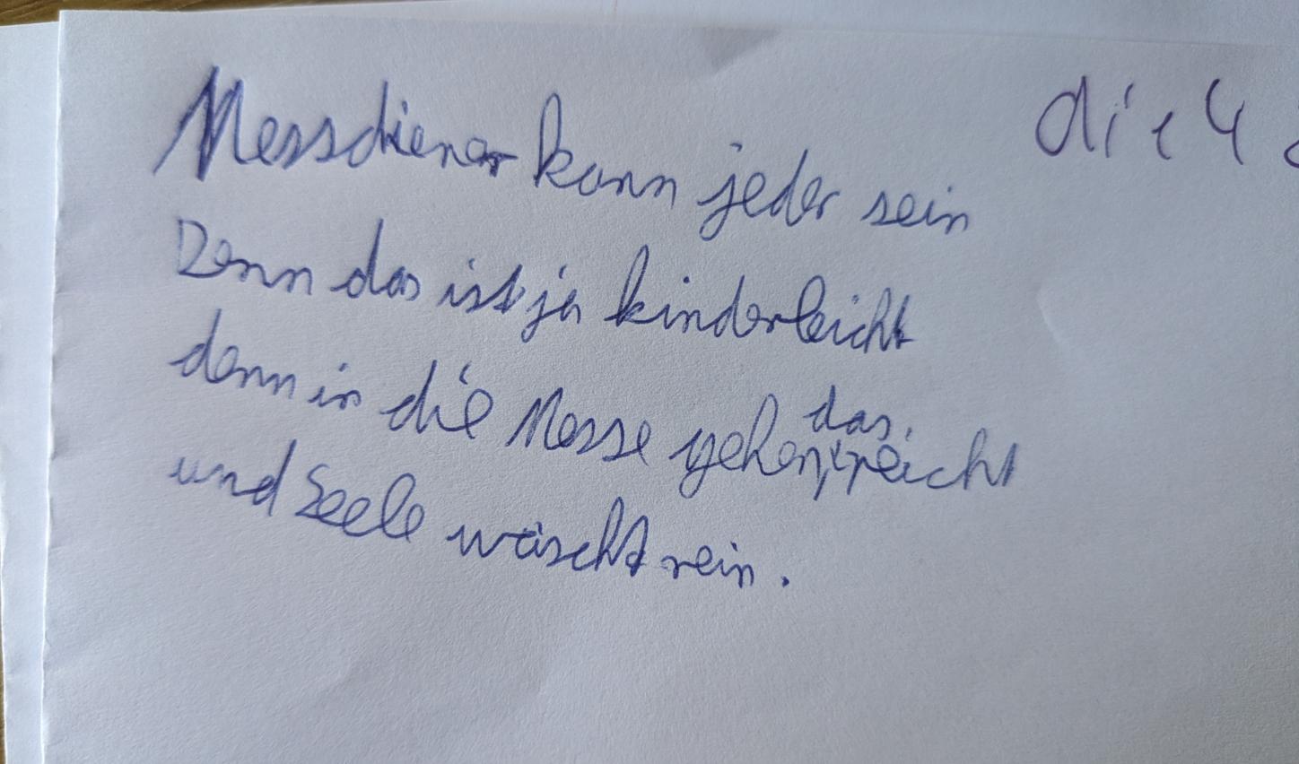 Gedicht über Messdiener sein