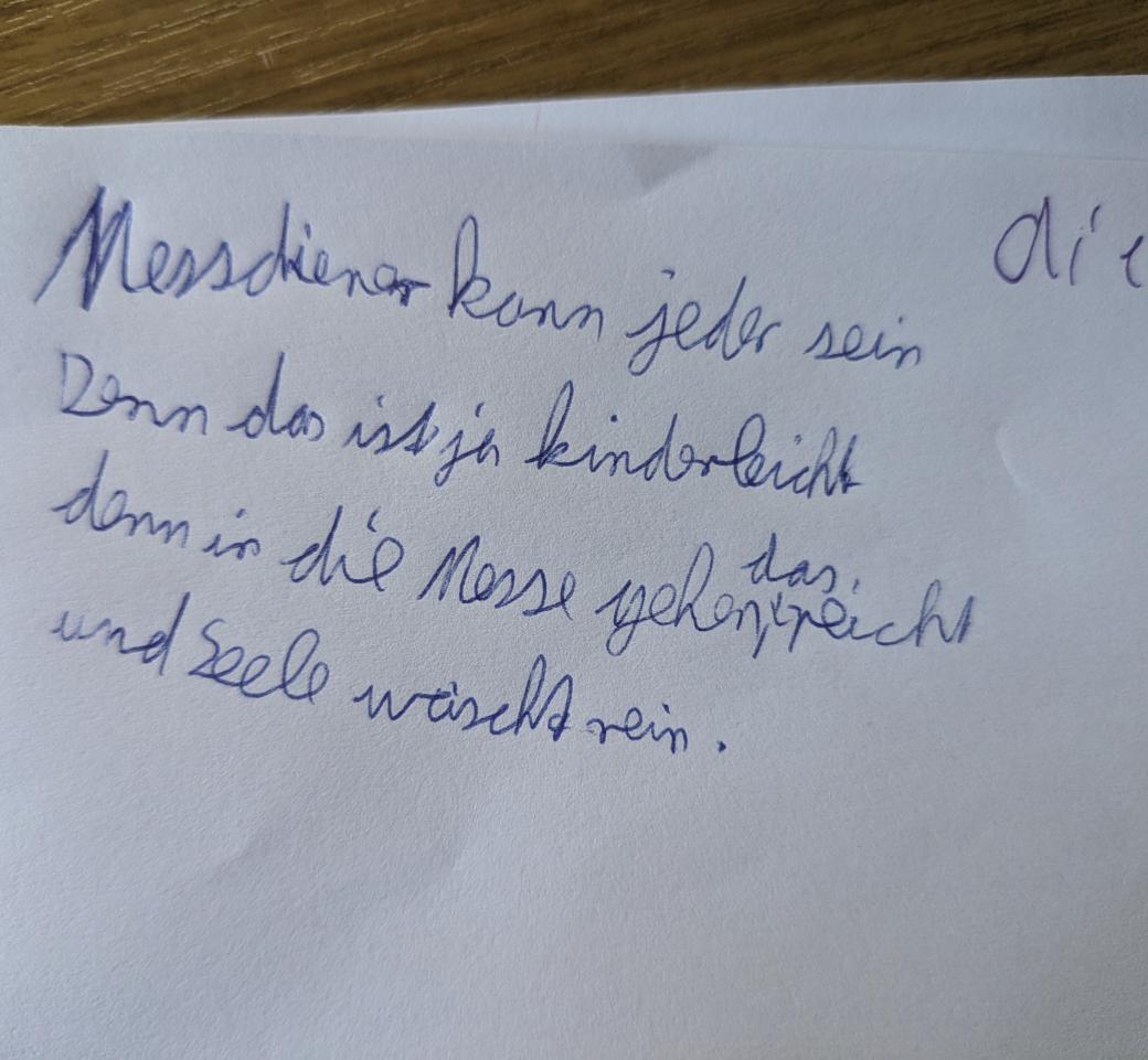 Gedicht über Messdiener sein