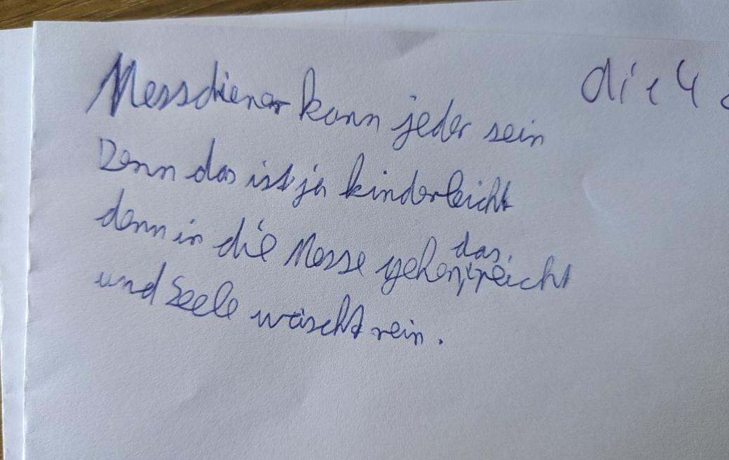 Gedicht über Messdiener sein