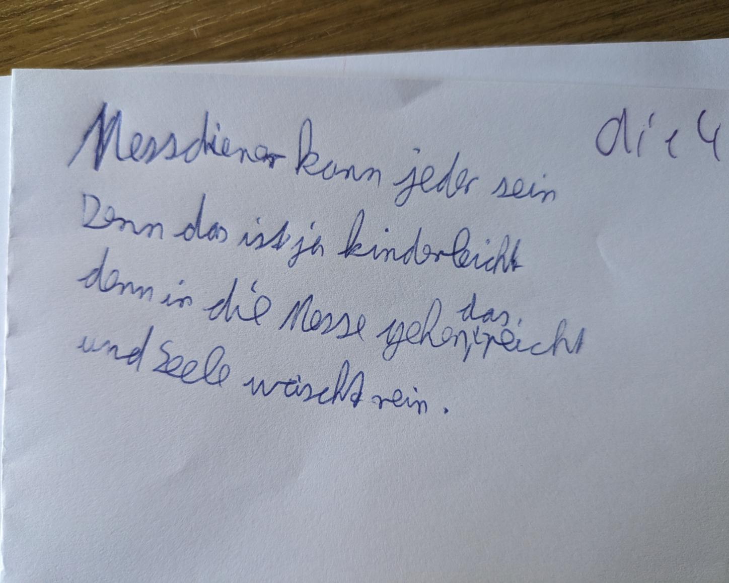 Gedicht über Messdiener sein