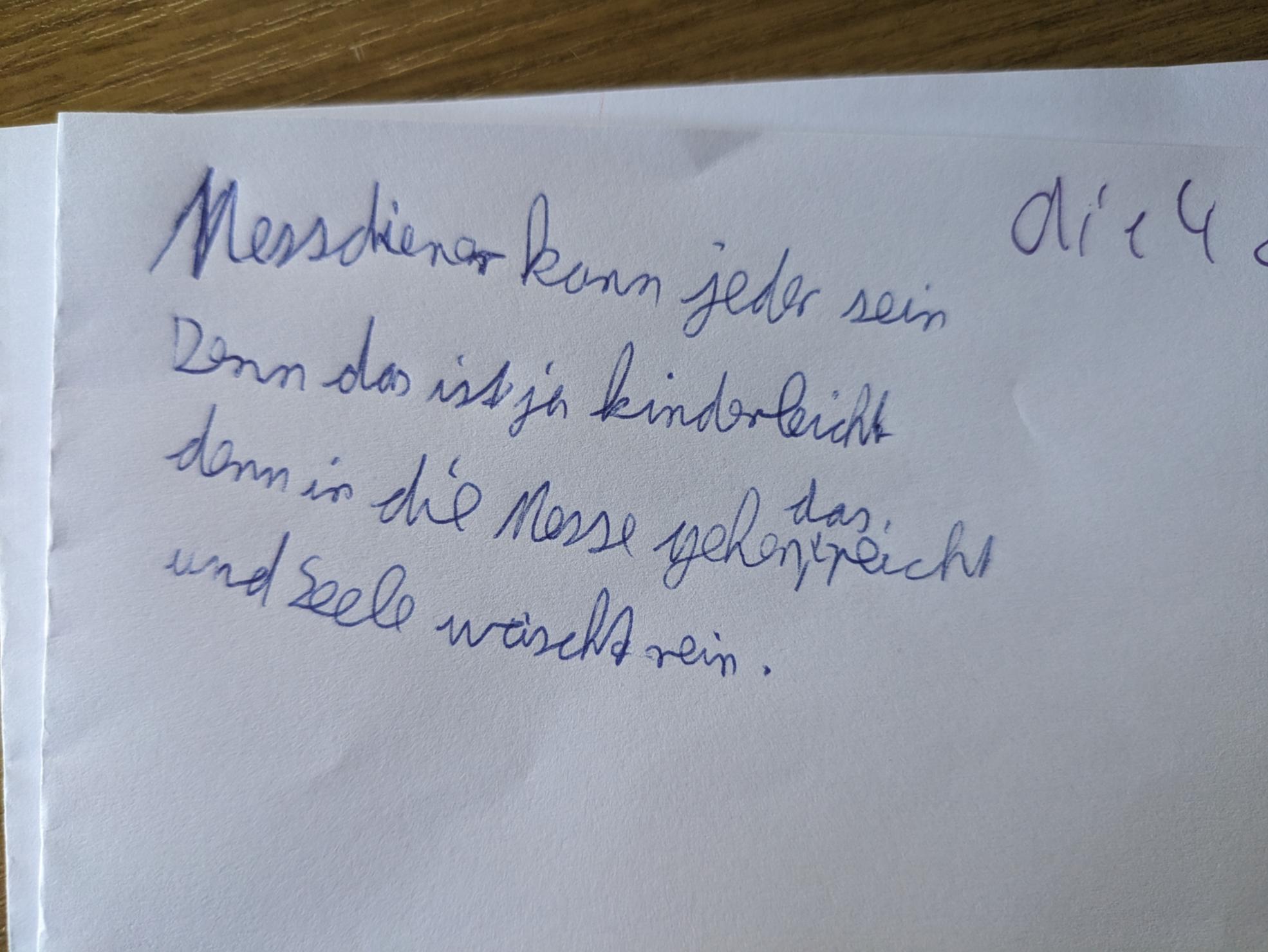 Gedicht über Messdiener sein