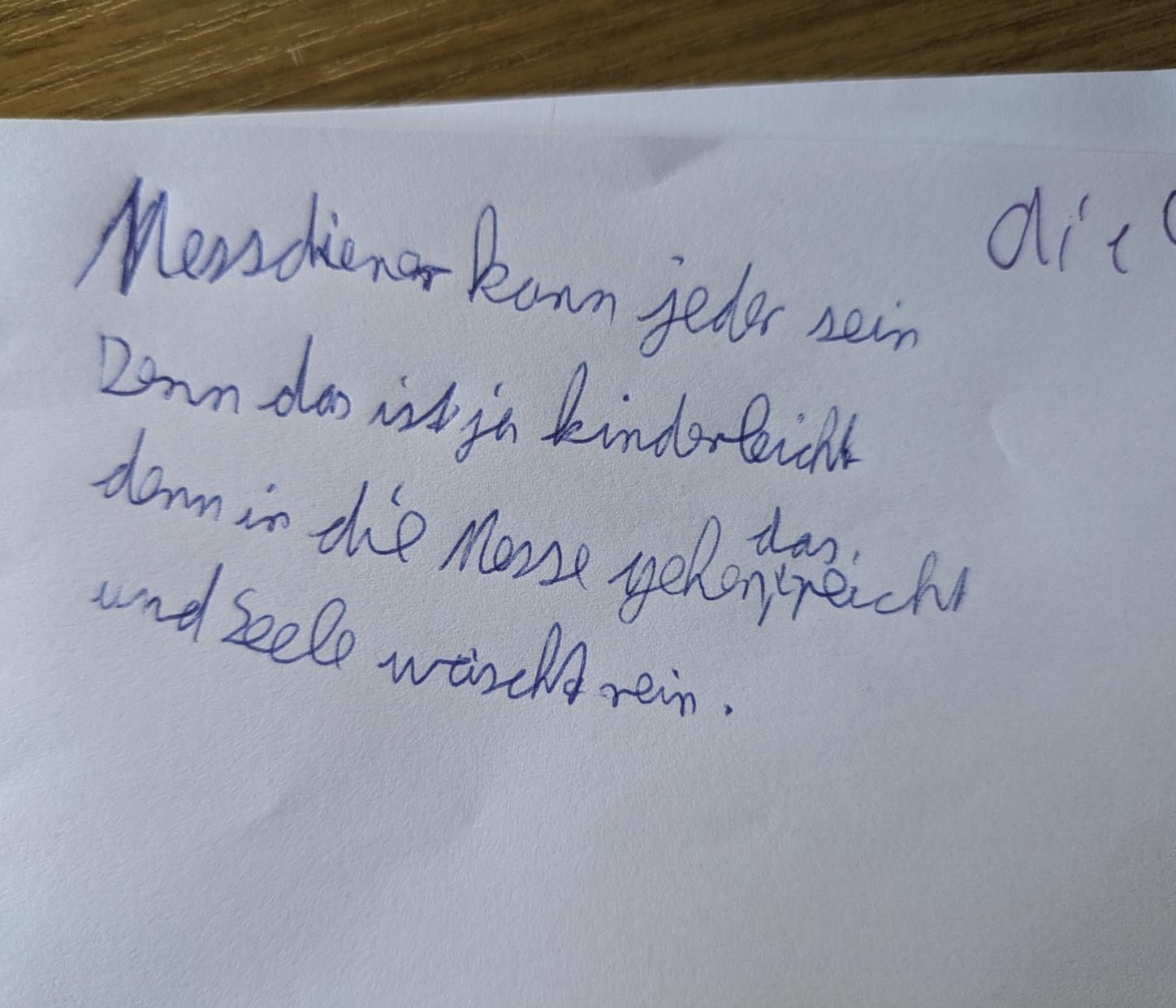 Gedicht über Messdiener sein