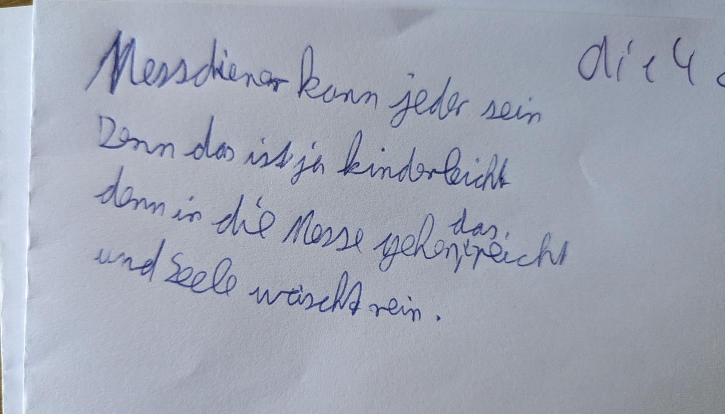 Gedicht über Messdiener sein