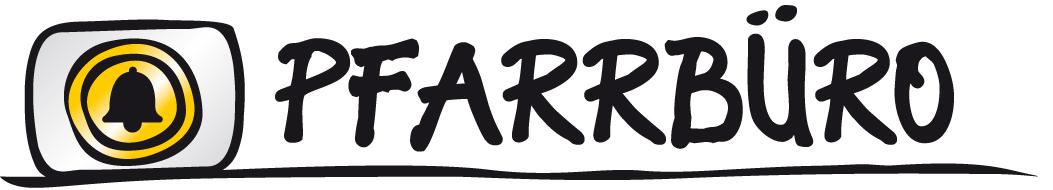 Zeichnung eines Schildes mit Aufschrift Pfarrbüro hinter einem Klingel-Symbol