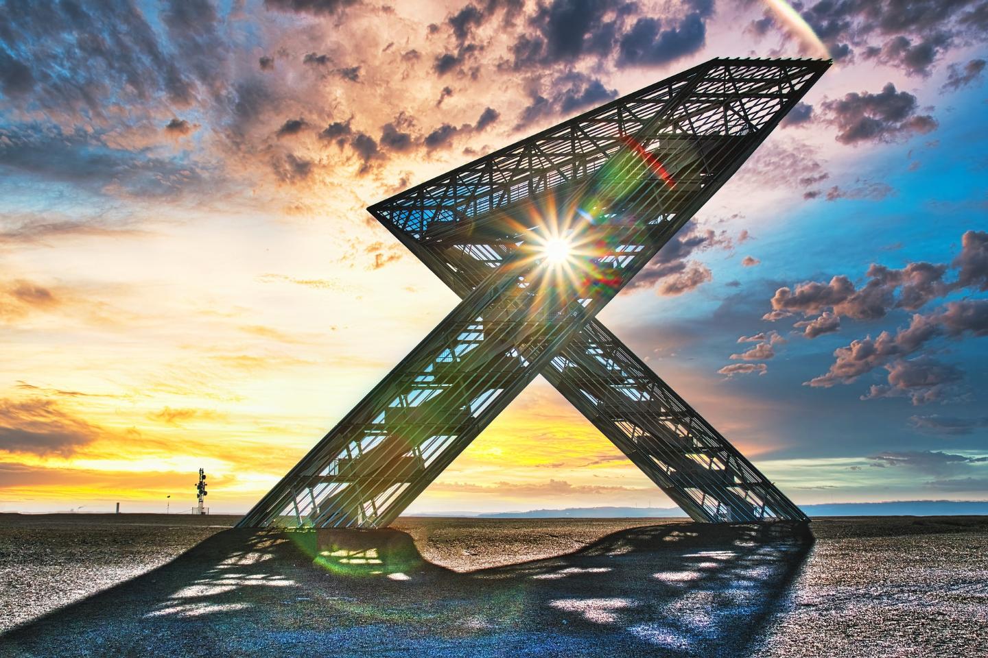 Saar-Polygon bei Sonnenuntergang